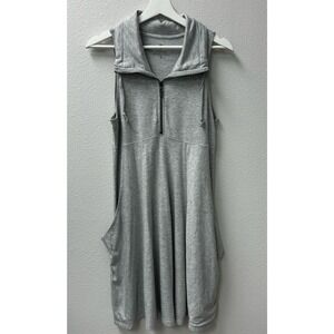DAKINI Gray Sleeveless Dress Collared Half Zip Casual Athleisure Pockets